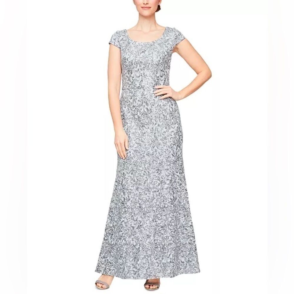 ALEX EVENINGS Petite Lace Fit & Flare Dress Evenings Women's Lace Cold dress 10